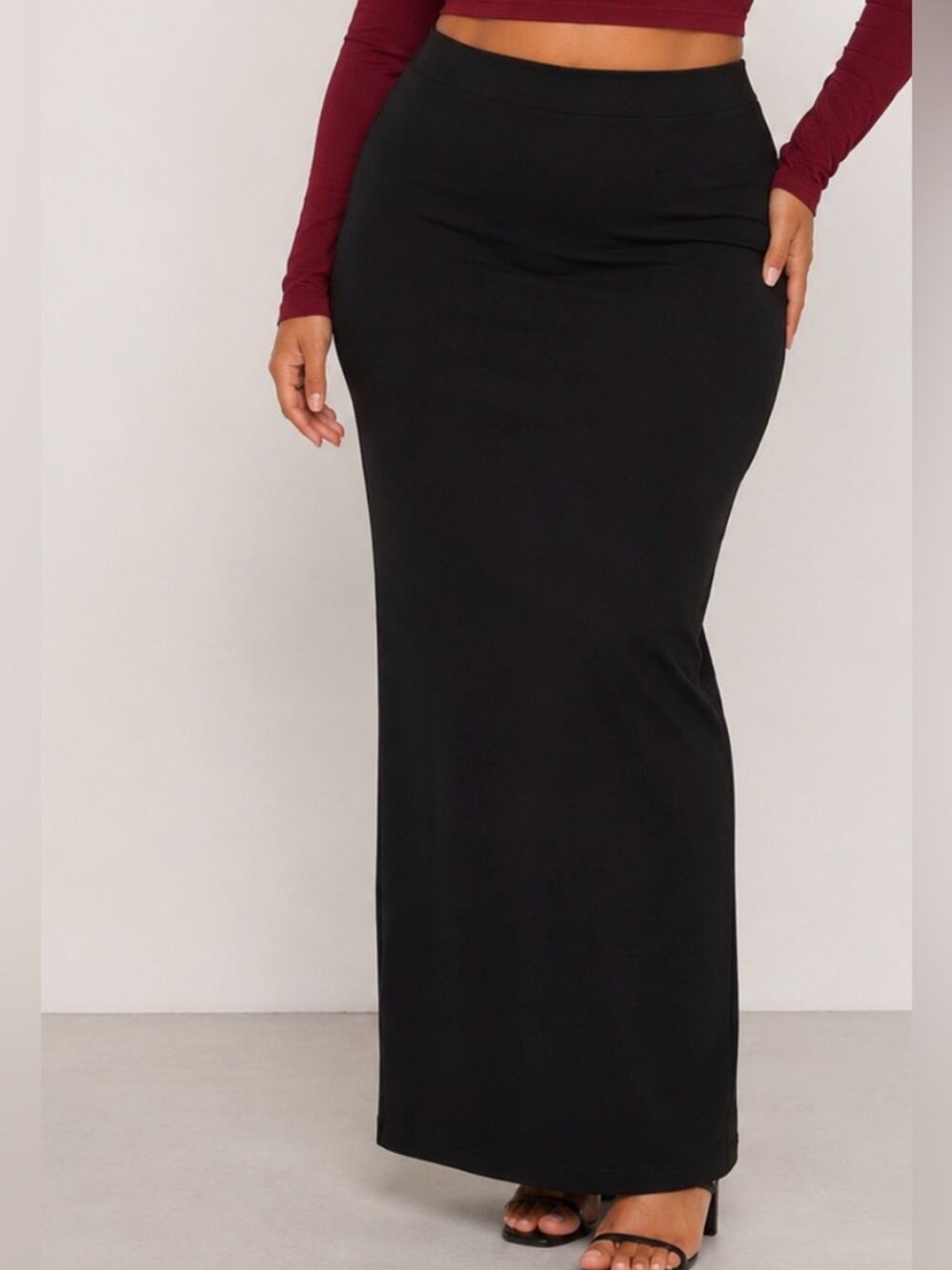 Naked Wardrobe Black High-Waist Maxi Pencil Skirt Size 3X